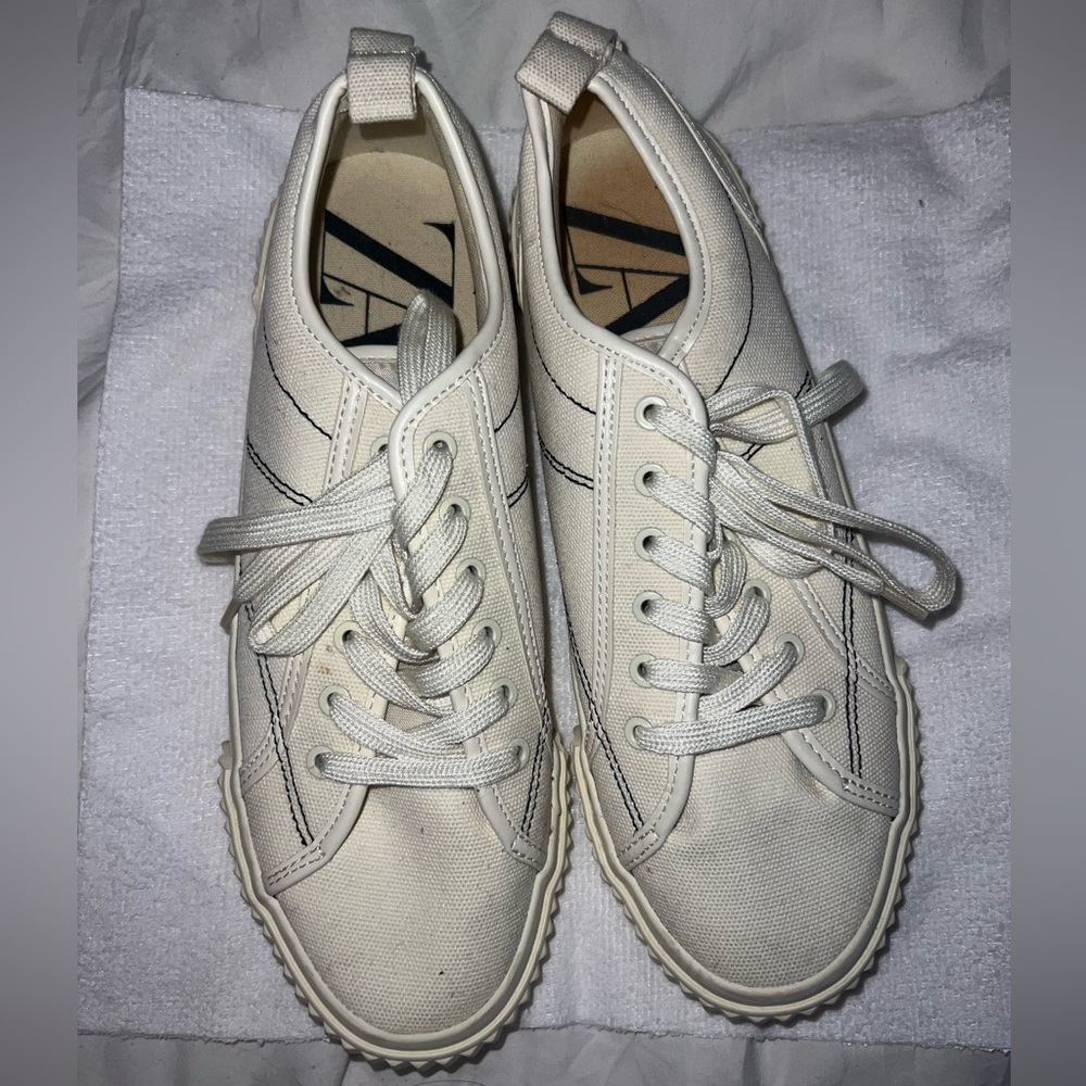 Zara Off-White Canvas Sneakers